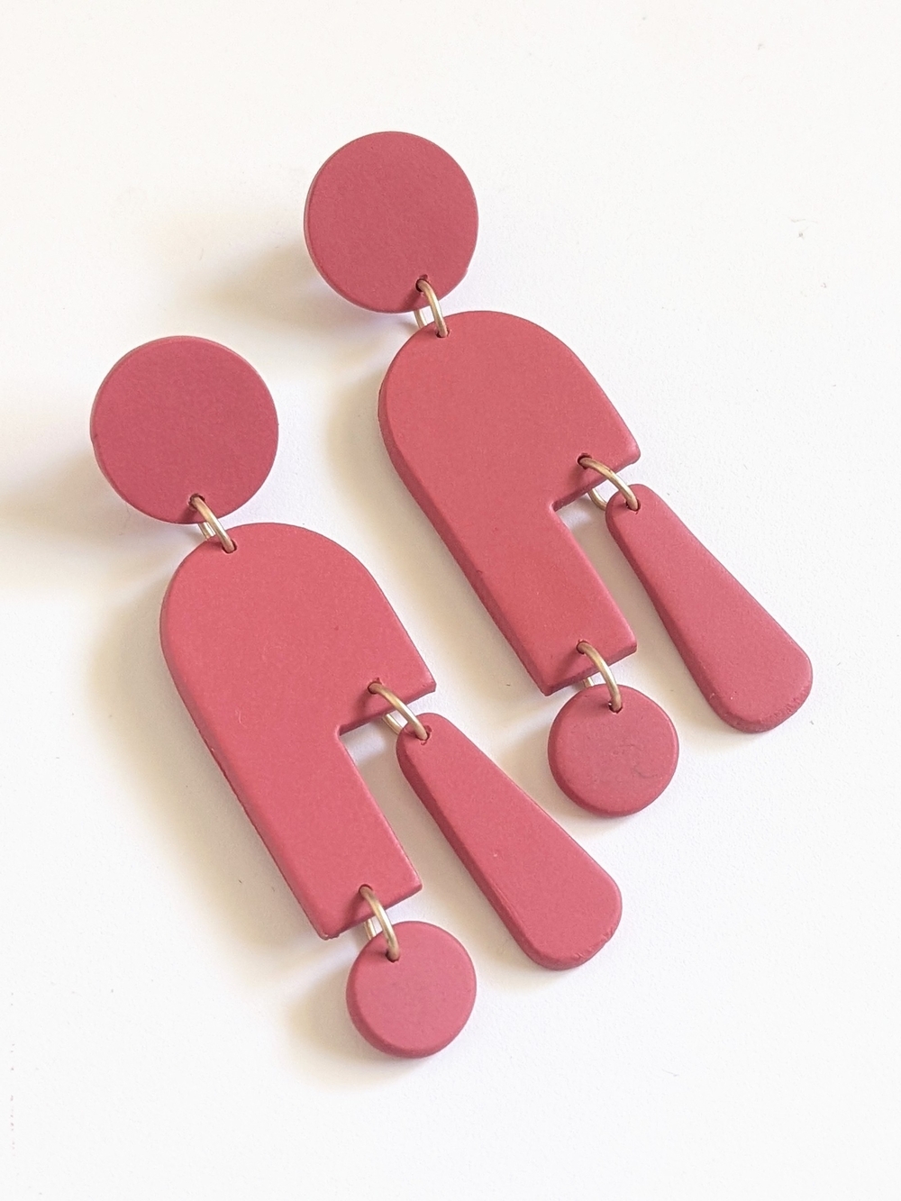 Red Geometric Dangle Earrings